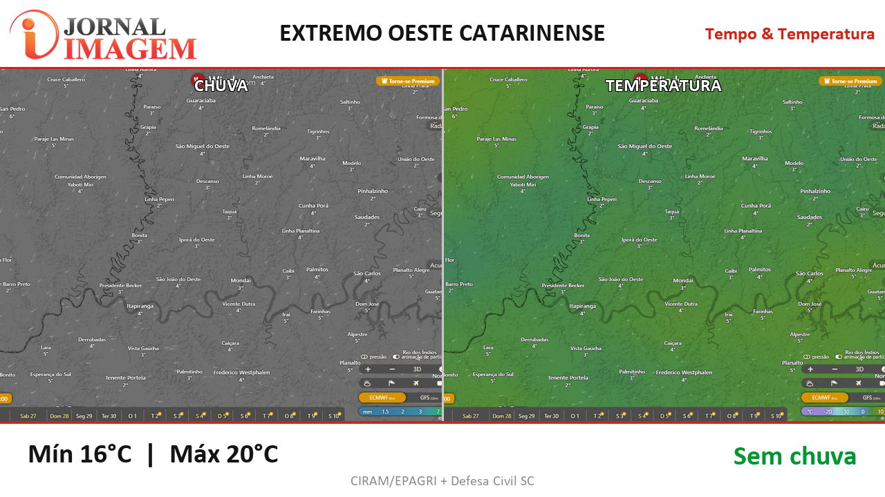Previsão do Tempo — Extremo Oeste de SC — 26/06/2026