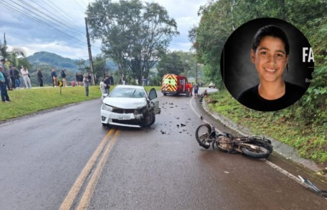 Identificada jovem de 18 anos que morreu em acidente entre moto e carro na SC-154