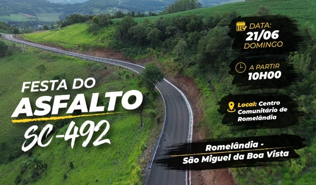Evento em Romelândia celebra conclusão da rodovia SC-492, no Oeste de SC