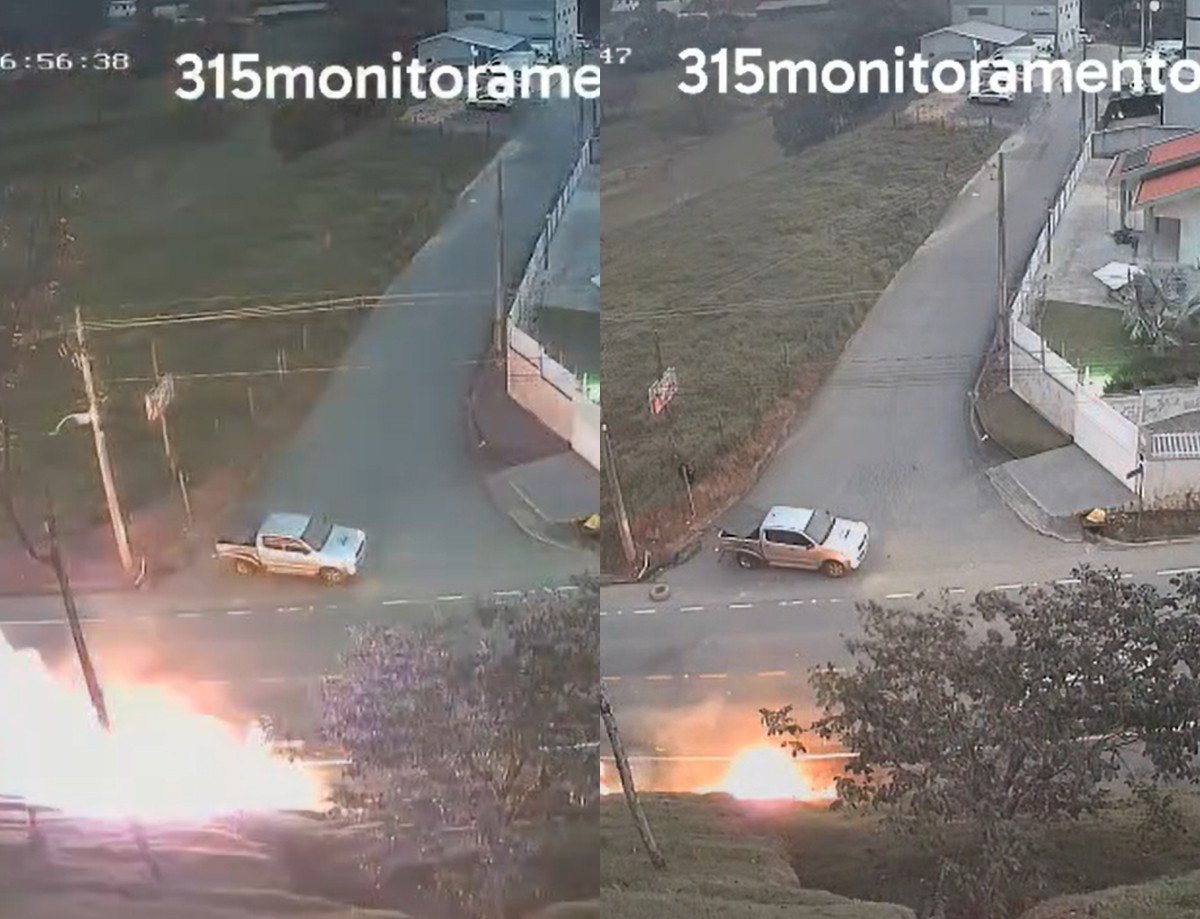 VÍDEO: motocicleta bate em carro e explode em rodovia após manobra de caminhonete em SC