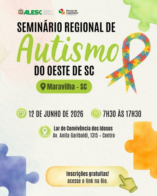 Maravilha será sede do Seminário Regional de Autismo do Oeste de Santa Catarina