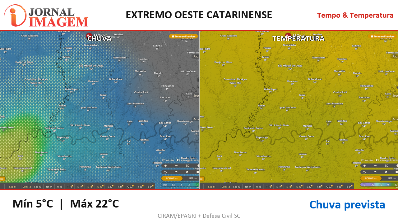 Previsão do Tempo — Extremo Oeste de SC — 10/07/2026