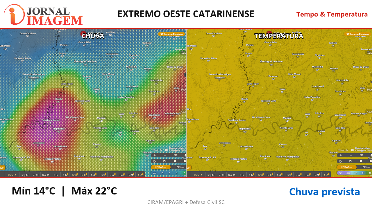 Previsão do Tempo — Extremo Oeste de SC — 11/07/2026