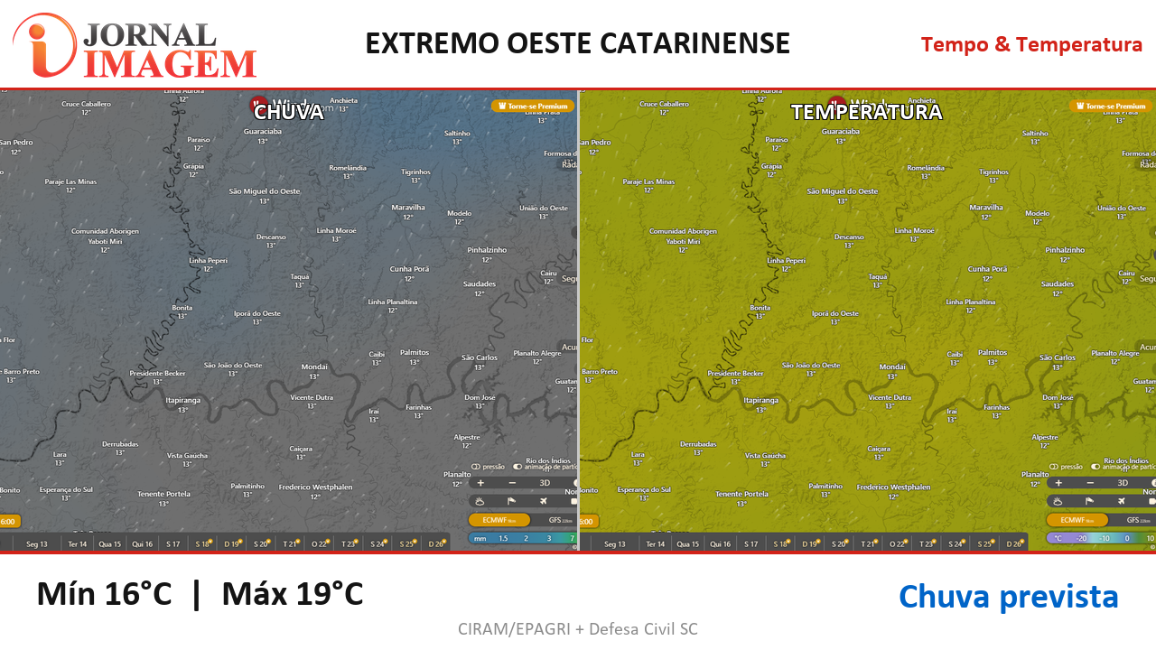 Previsão do Tempo — Extremo Oeste de SC — 12/07/2026
