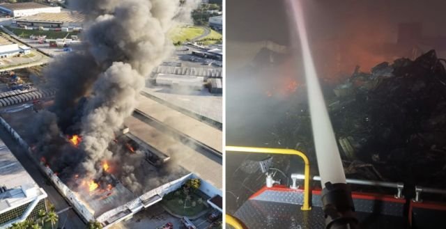 Prédio de empresa que fabrica roupas da Colcci fica completamente destruído após incêndio em SC