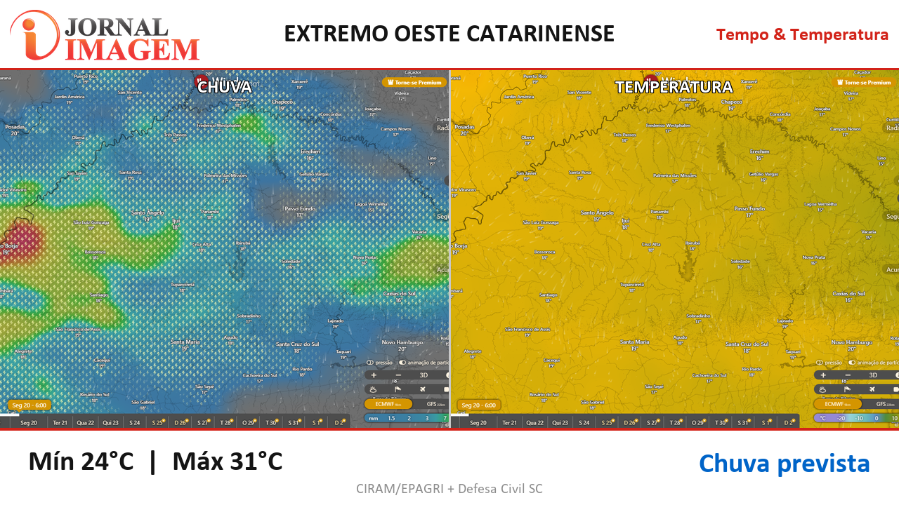 Previsão do Tempo — Extremo Oeste de SC — 20/07/2026