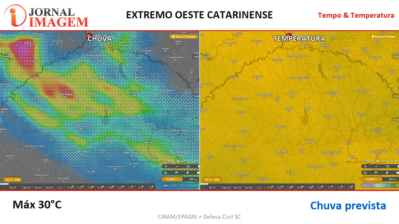 Previsão do Tempo — Extremo Oeste de SC — 21/07/2026