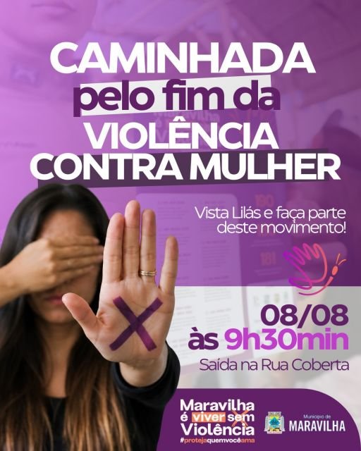 Caminhada pelo fim da violência contra a mulher será realizada no dia 8 de agosto em Maravilha