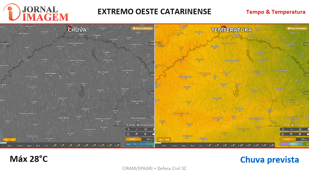 Previsão do Tempo — Extremo Oeste de SC — 01/08/2026