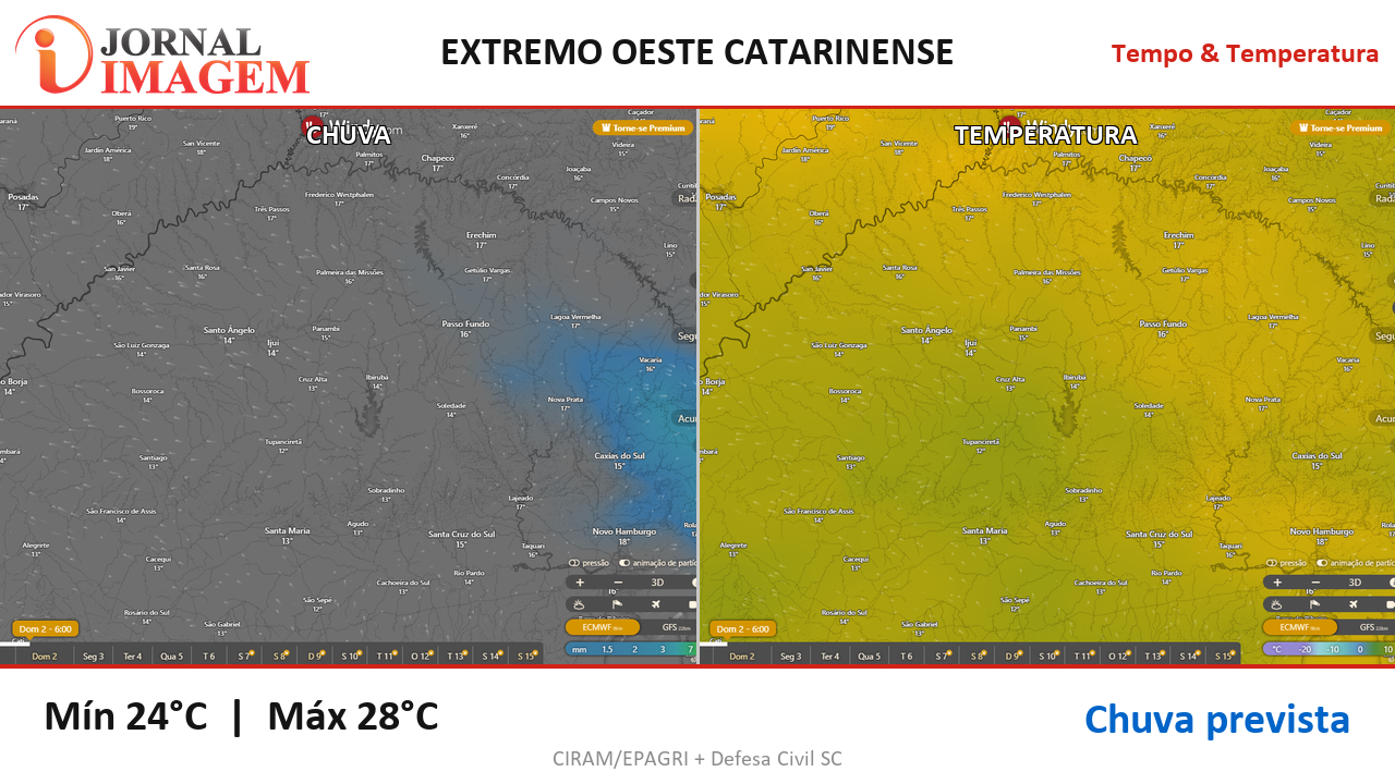 Previsão do Tempo — Extremo Oeste de SC — 02/08/2026