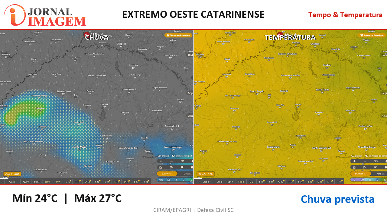 Previsão do Tempo — Extremo Oeste de SC — 05/08/2026