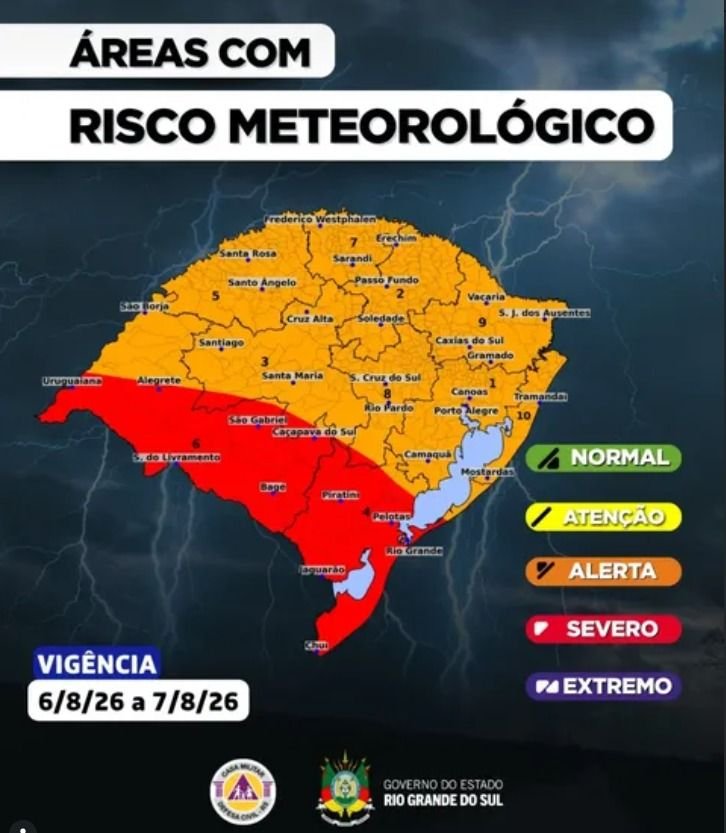 Ciclone-bomba provoca alerta para ventos acima de 100 km/h no Sul do Brasil