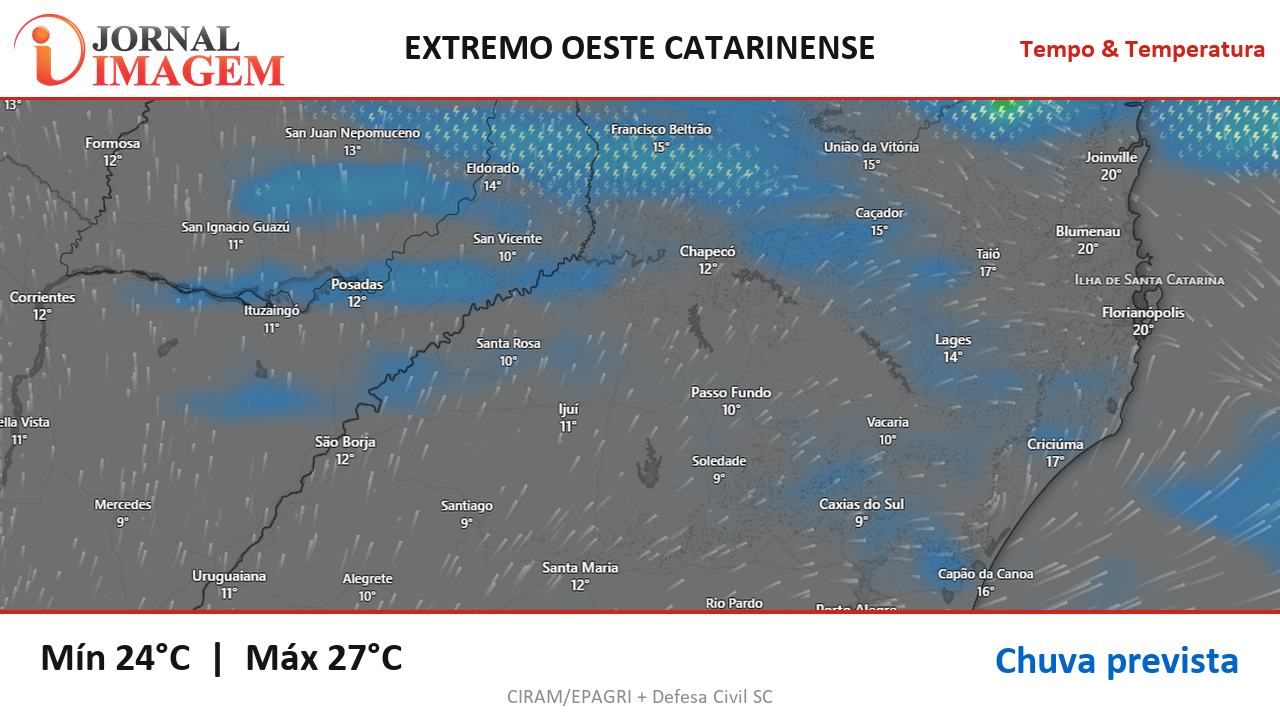 Previsão do Tempo — Extremo Oeste de SC — 07/08/2026