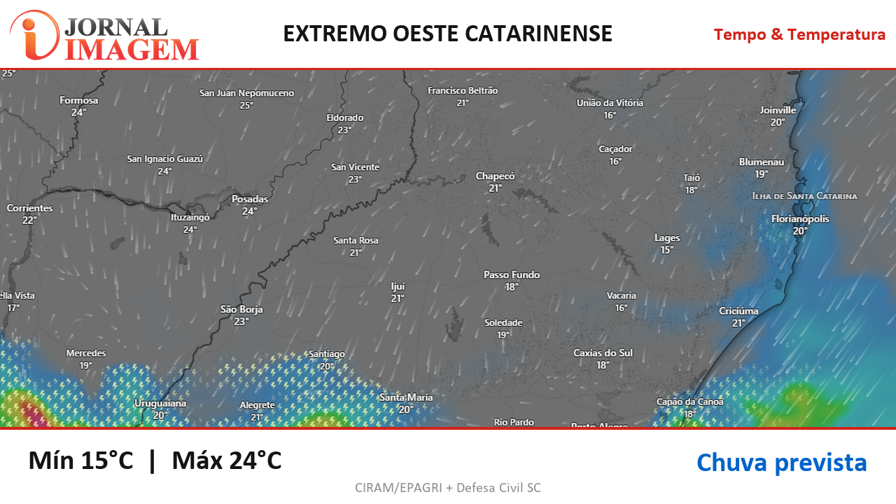Previsão do Tempo — Extremo Oeste de SC — 16/08/2026