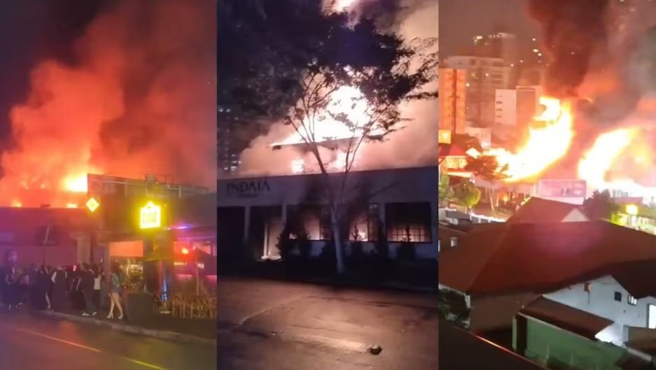Incêndio em casa de eventos provoca evacuação em Joinville, SC