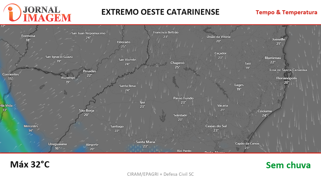 Previsão do Tempo — Extremo Oeste de SC — 18/08/2026