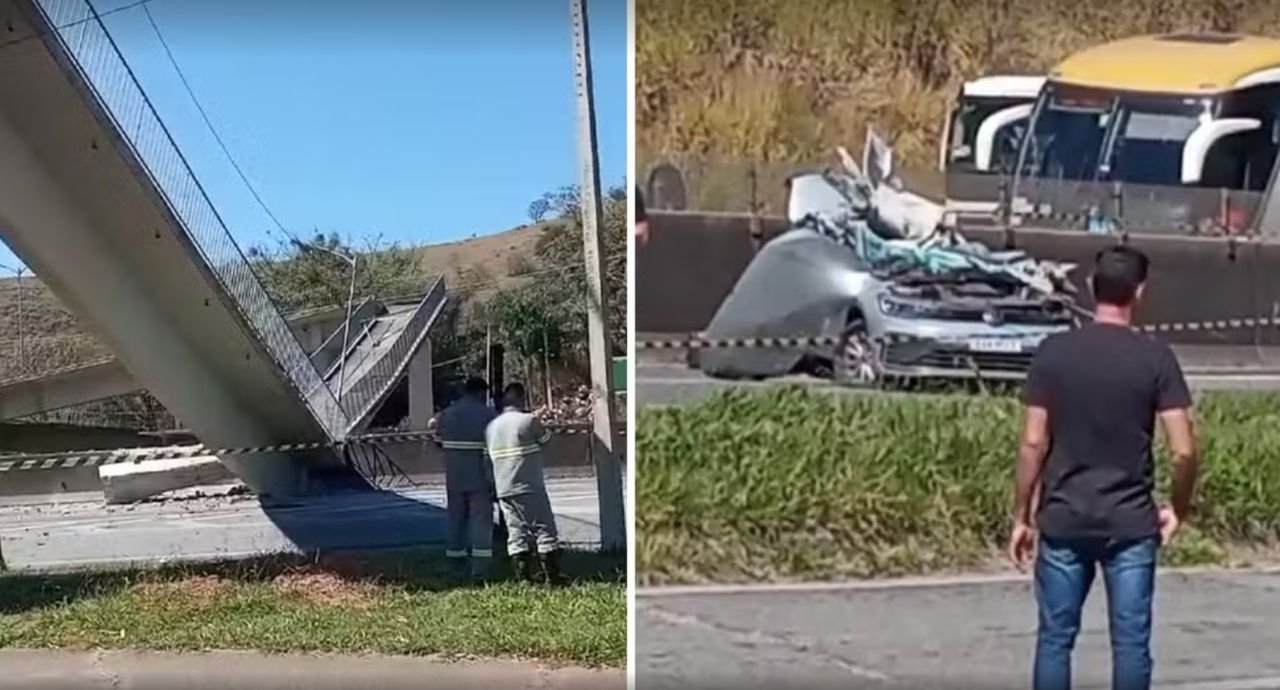 Desabamento de passarela na Fernão Dias deixa dois mortos em Vargem