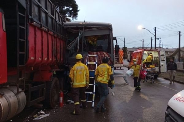 Acidente com ônibus deixa 23 feridos em Xanxerê, SC