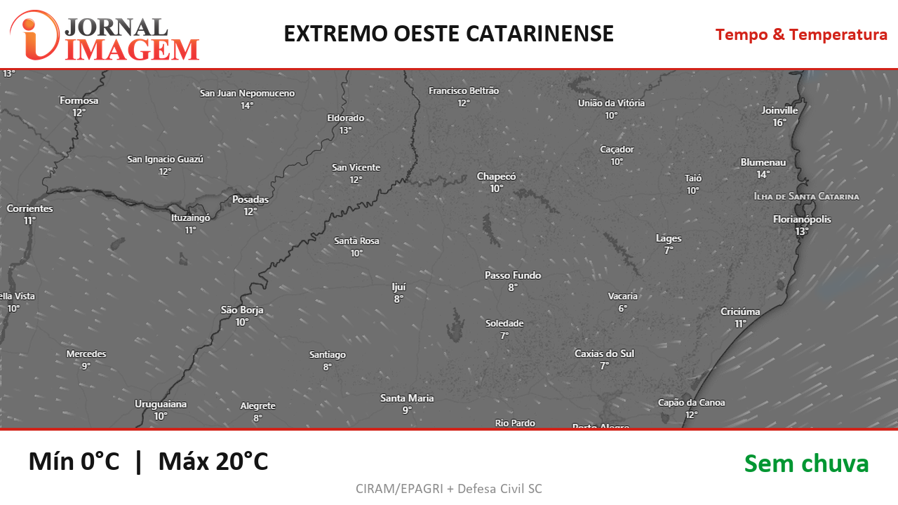 Previsão do Tempo — Extremo Oeste de SC — 23/08/2026