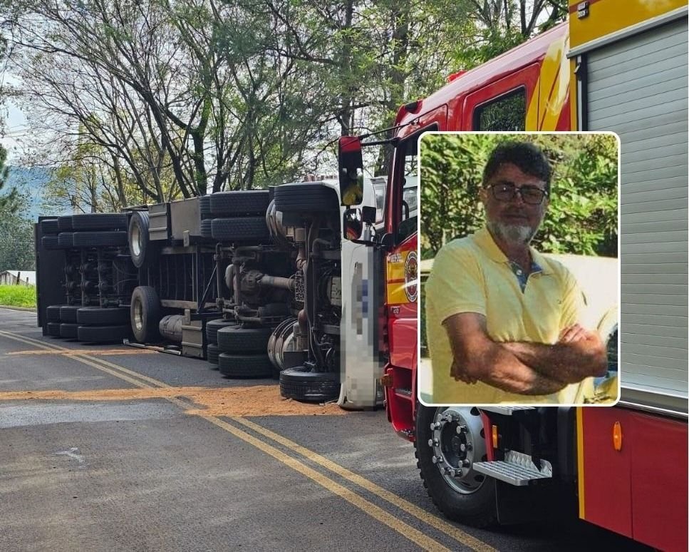 Caminhoneiro de 61 anos morre após tombamento de carreta na SC-157 em Quilombo