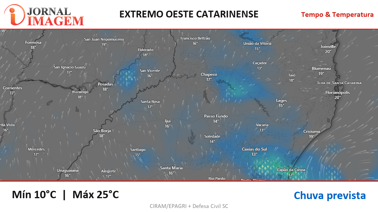 Previsão do Tempo — Extremo Oeste de SC — 01/09/2026