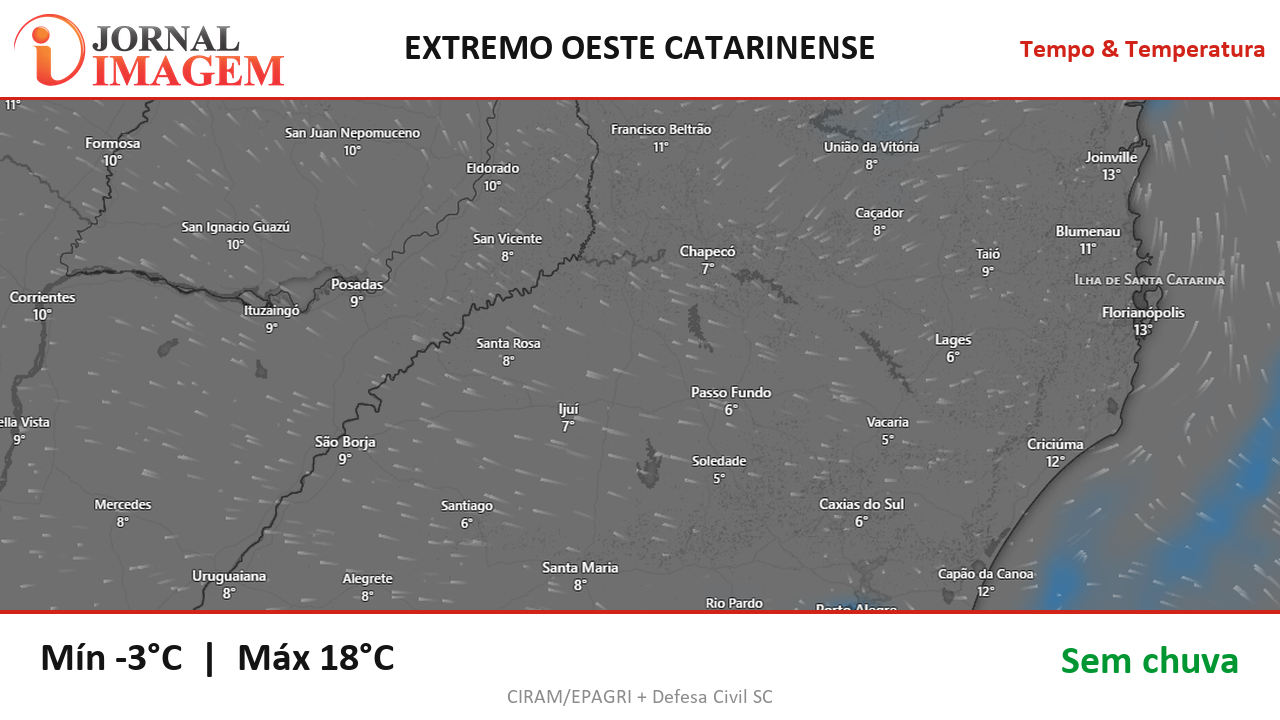 Previsão do Tempo — Extremo Oeste de SC — 07/09/2026