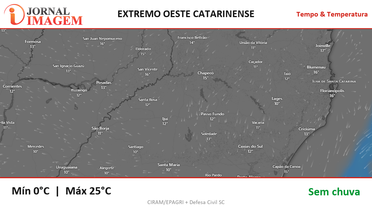 Previsão do Tempo — Extremo Oeste de SC — 08/09/2026