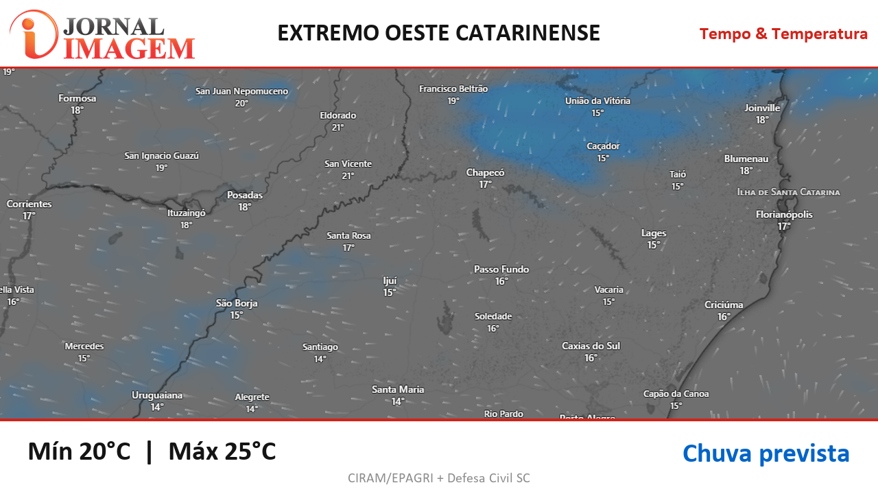 Previsão do Tempo — Extremo Oeste de SC — 09/09/2026