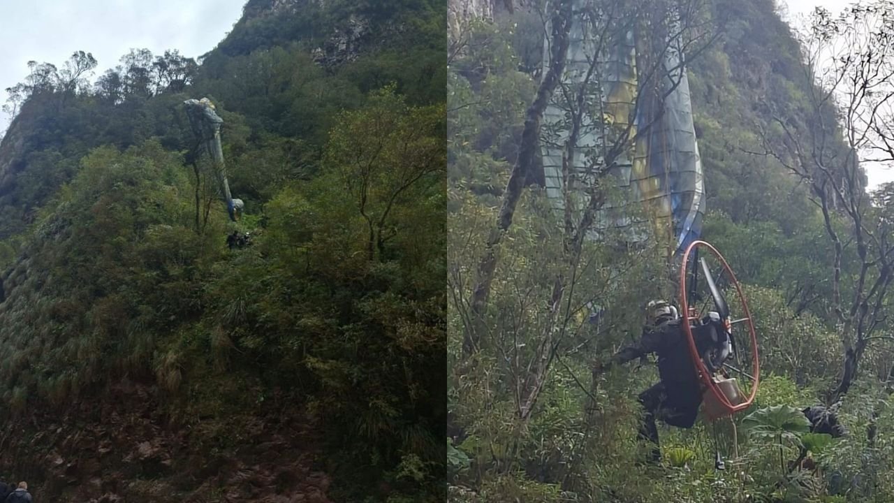 Piloto de paramotor é resgatado após ficar preso em árvore na Serra do Corvo Branco