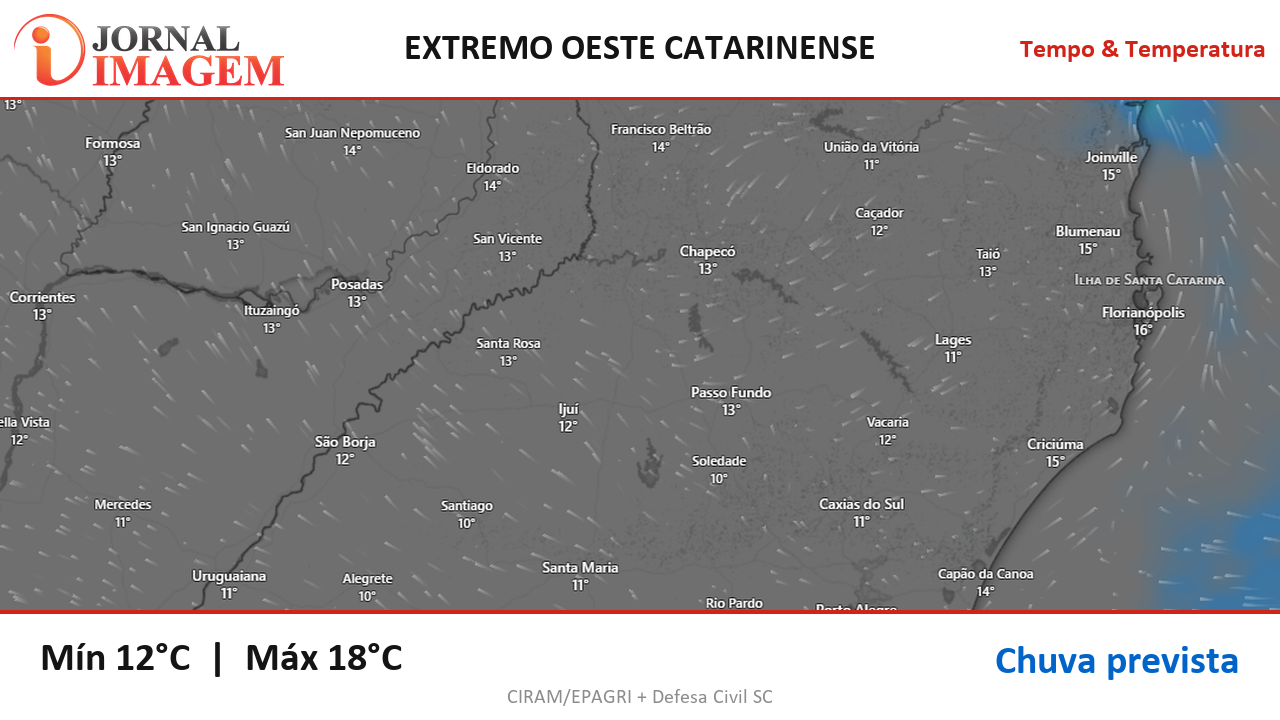 Previsão do Tempo — Extremo Oeste de SC — 14/09/2026