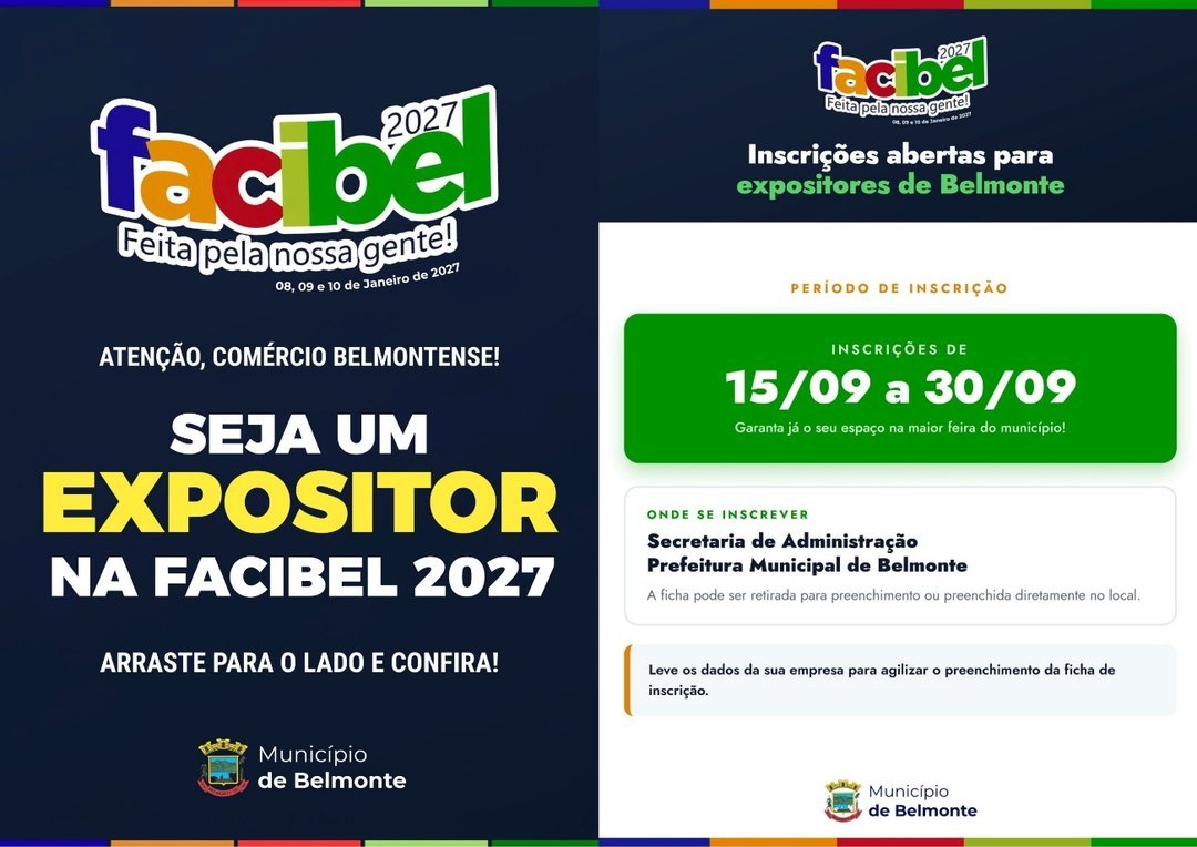 Prefeitura de Belmonte abre inscrições para expositores da FACIBEL 2027