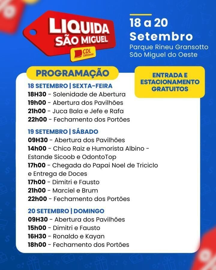 Liquida São Miguel acontece neste sábado com atrações gratuitas