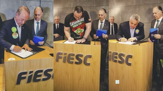Candidatos ao governo de SC assinam compromisso de não aumentar carga tributária