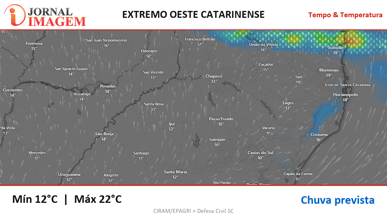 Previsão do Tempo — Extremo Oeste de SC — 22/09/2026