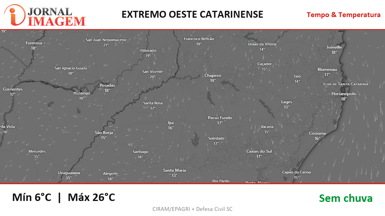 Previsão do Tempo — Extremo Oeste de SC — 24/09/2026