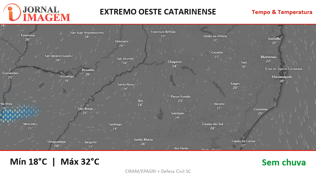 Previsão do Tempo — Extremo Oeste de SC — 26/09/2026