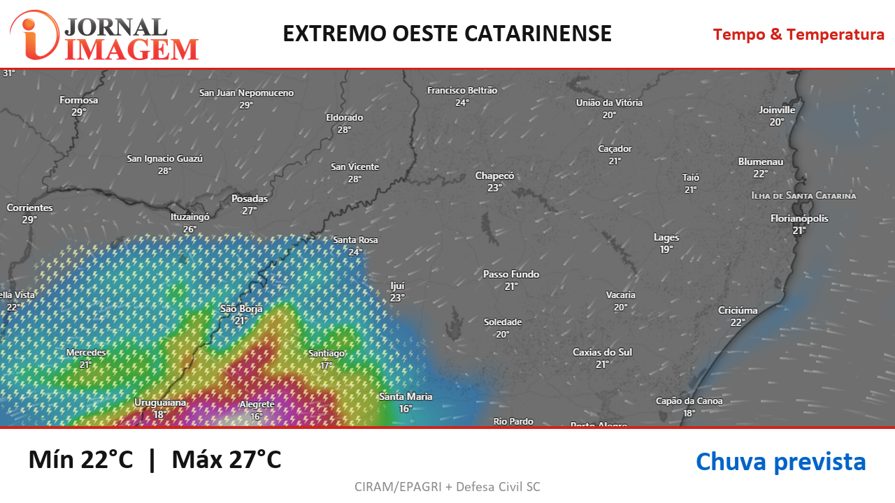 Previsão do Tempo — Extremo Oeste de SC — 27/09/2026