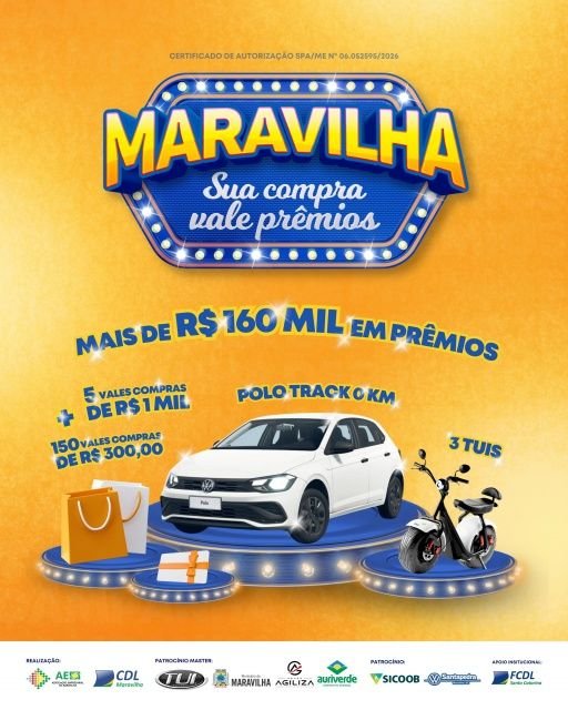 Campanha Maravilha: Sua Compra Vale Prêmios 2026 oferece mais de R$ 160 mil em prêmios