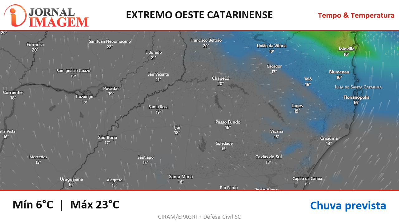 Previsão do Tempo — Extremo Oeste de SC — 01/10/2026