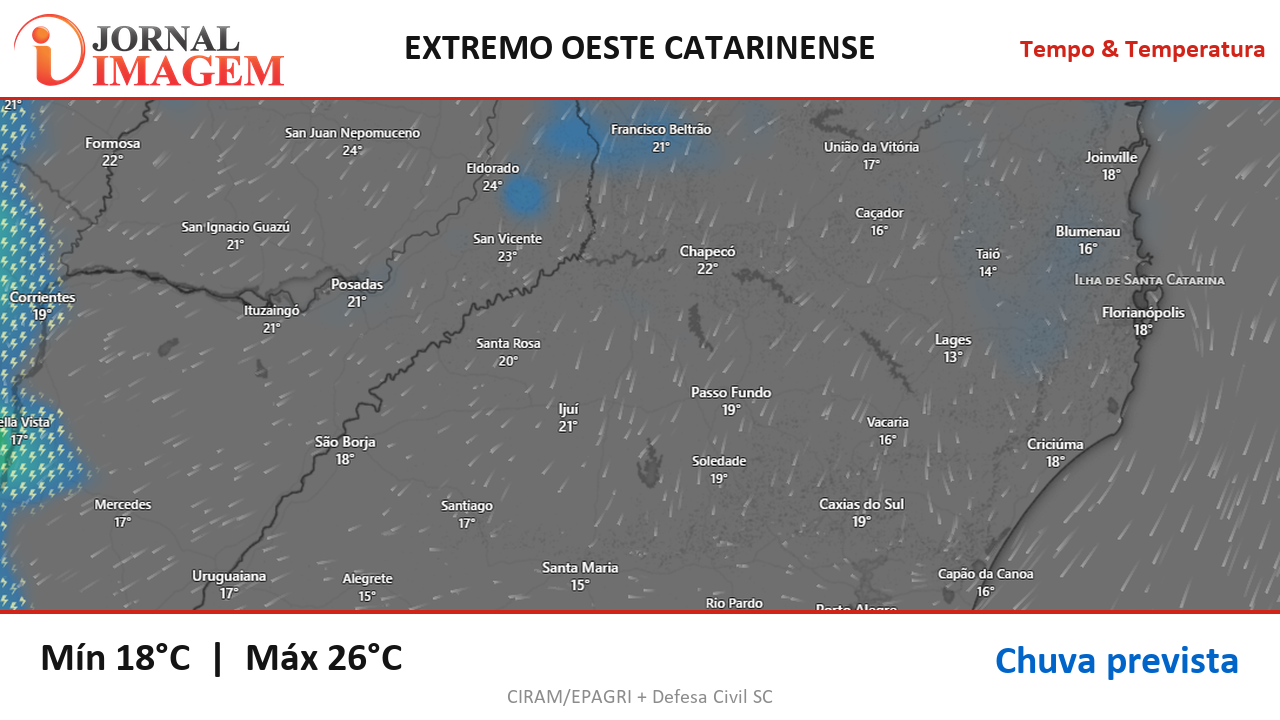 Previsão do Tempo — Extremo Oeste de SC — 03/10/2026