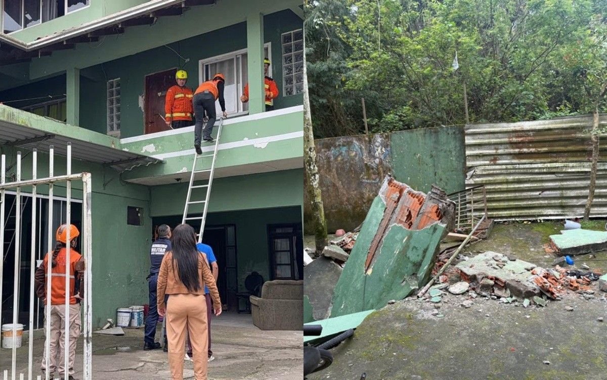 Escada desaba em Balneário Camboriú e fere duas crianças; 30 moradores evacuados