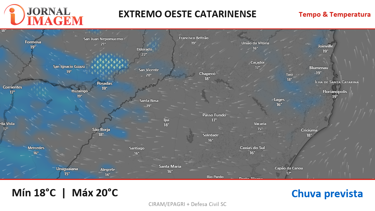 Previsão do Tempo — Extremo Oeste de SC — 05/10/2026