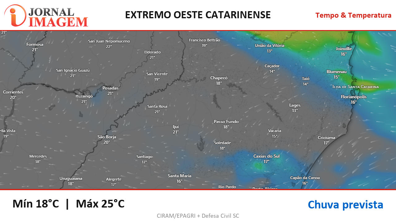 Previsão do Tempo — Extremo Oeste de SC — 06/10/2026
