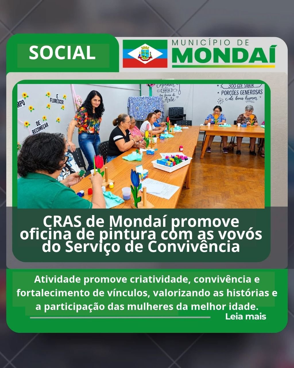 Vovós de Mondaí expressam criatividade em oficina de pintura no CRAS