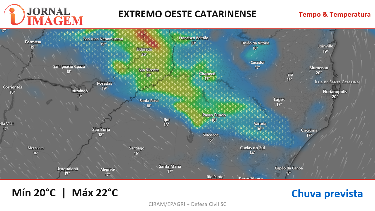 Previsão do Tempo — Extremo Oeste de SC — 11/10/2026