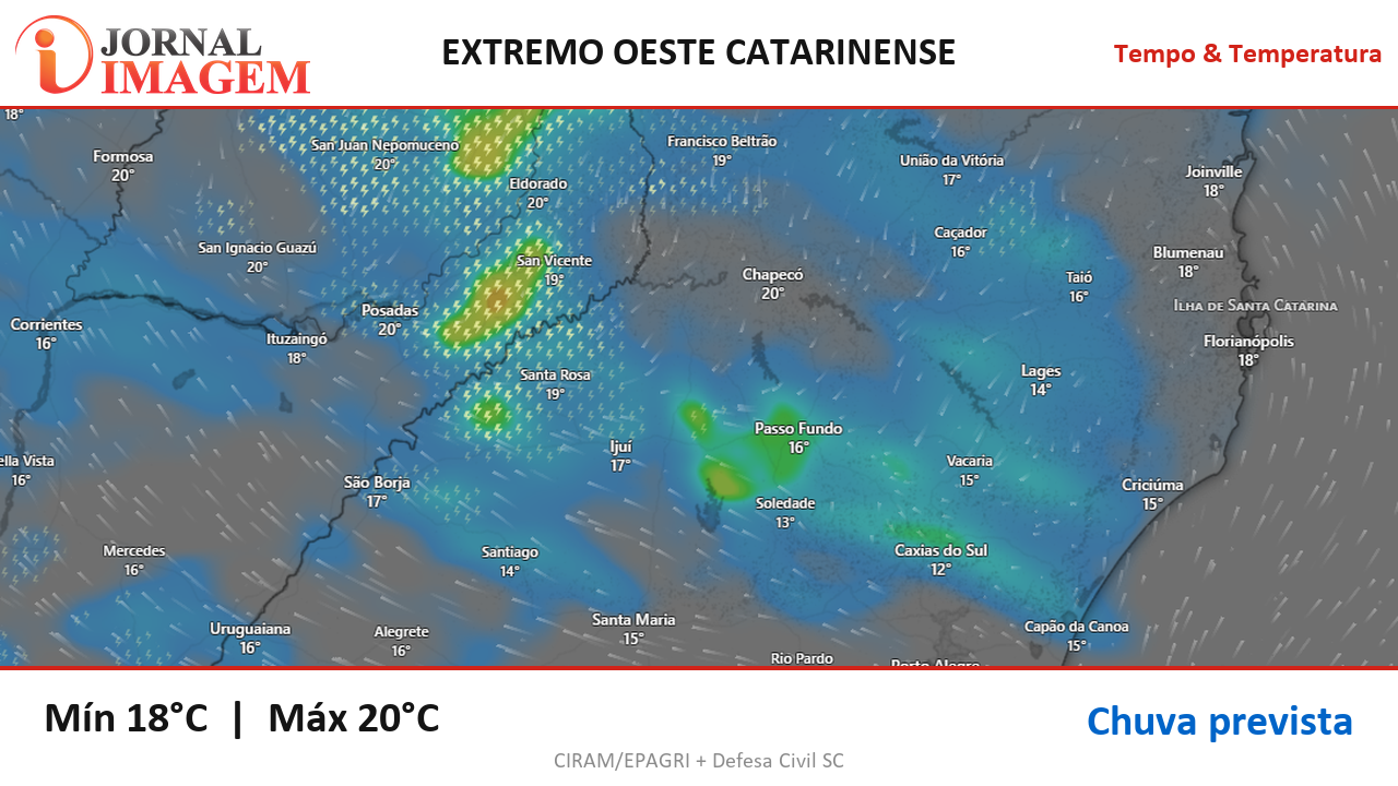 Previsão do Tempo — Extremo Oeste de SC — 12/10/2026