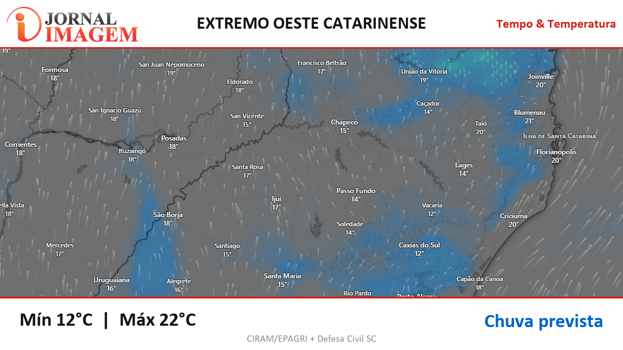 Previsão do Tempo — Extremo Oeste de SC — 25/10/2026