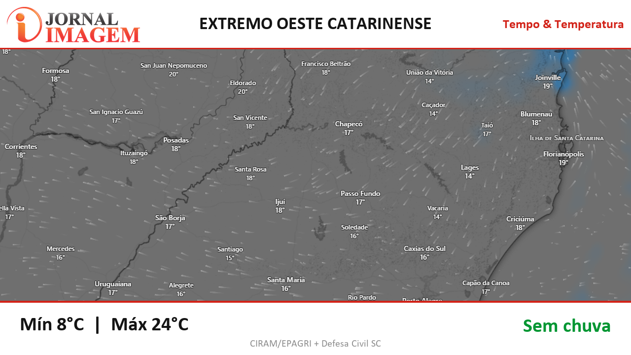 Previsão do Tempo — Extremo Oeste de SC — 27/10/2026
