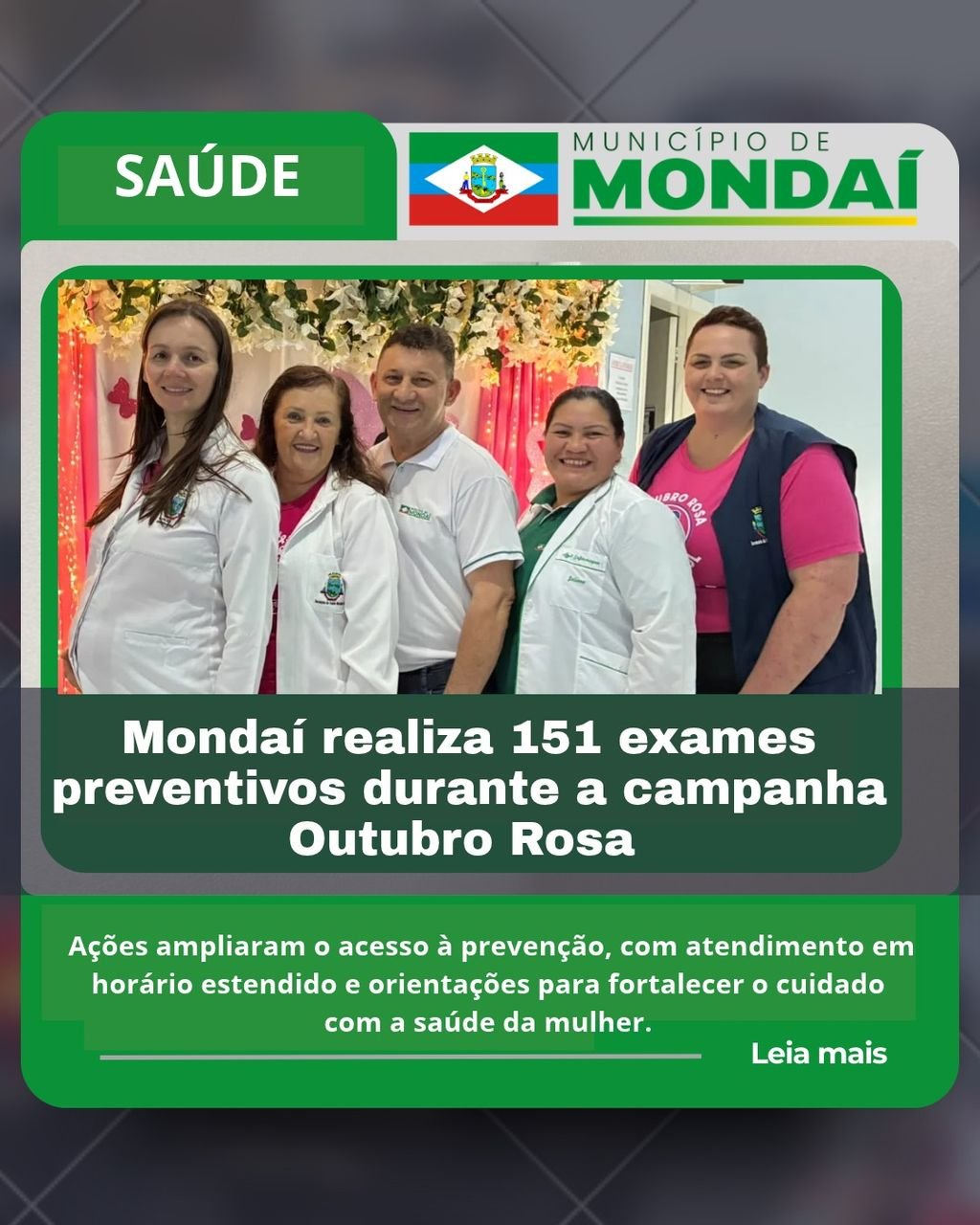 Mondaí realiza 151 exames preventivos durante a campanha Outubro Rosa