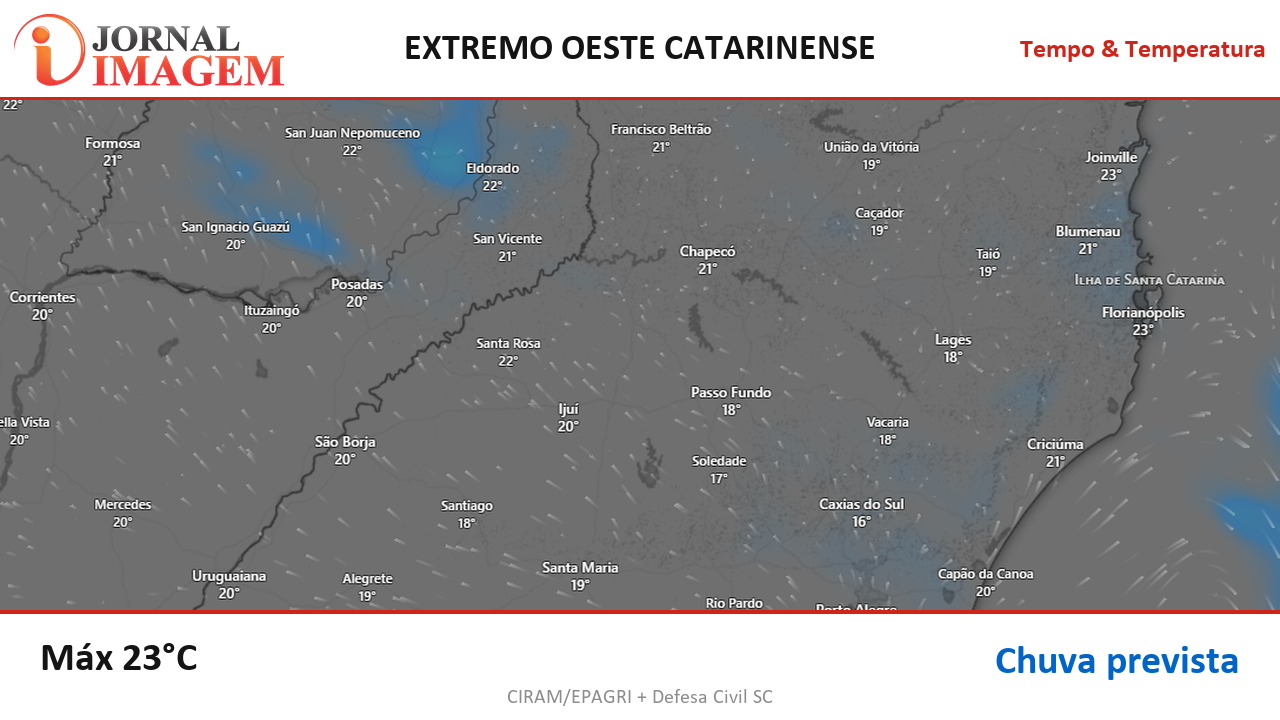 Previsão do Tempo — Extremo Oeste de SC — 29/10/2026